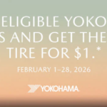 Graphic that says "Buy 3 Eligible Yokohama Tires and Get the 4th Tire for $1"